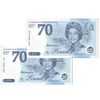 اسکناس 70 پوند بریتانیا 2022 الیزلبت دوم - هفتادمین سالگرد جلوس ملکه - جفت - UNC65 - انگلستان