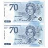 اسکناس 70 پوند بریتانیا 2022 الیزلبت دوم - هفتادمین سالگرد جلوس ملکه - جفت - UNC65 - انگلستان