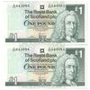 اسکناس 1 پوند 2001 الیزابت دوم - جفت - UNC65 - اسکاتلند