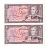 اسکناس 20 ریال (انصاری - مهران) ریال باز - جفت - UNC64 - محمد رضا شاه