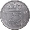 سکه 25 سنت 1948 ویلهلمینا - AU55 - هلند