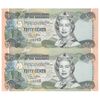 اسکناس 50 سنت 2001 الیزابت دوم - جفت - UNC63 - باهاما