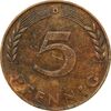 سکه 5 فینیگ 1950D جمهوری فدرال - EF45 - آلمان