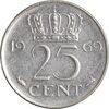 سکه 25 سنت 1969 یولیانا - EF45 - هلند