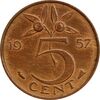 سکه 5 سنت 1957 یولیانا - AU50 - هلند