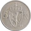 سکه 5 کرون 1964 اولاف پنجم - AU50 - نروژ
