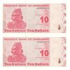 اسکناس 10 دلار 2009 جمهوری - جفت - UNC64 - زیمبابوه