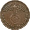سکه 2 رایش فینیگ 1938D رایش سوم - EF45 - آلمان