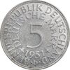 سکه 5 مارک 1951D جمهوری فدرال - EF - cleaned - آلمان