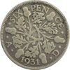 سکه 6 پنس 1931 جرج پنجم - VF35 - انگلستان