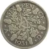 سکه 6 پنس 1931 جرج پنجم - VF35 - انگلستان