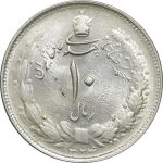 سکه 10 ریال 1324 - MS62 - محمد رضا شاه