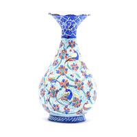 گلدان میناکاری طرح گل و مرغ - 13 سانتی