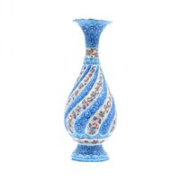 گلدان میناکاری طرح گل و مرغ - 25 سانتی