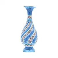 گلدان میناکاری طرح گل و مرغ - 25 سانتی