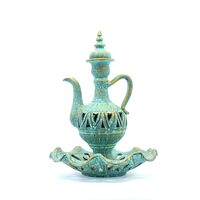 آفتابه و لگن سفالی پتینه مشبک