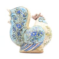 مجسمه خروس سفال لعابی