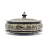 ظرف شکلات خوری خراطی-حکاکی سنگ با طرح گل و برگ