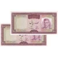 اسکناس 100 ریال (آموزگار - سمیعی) نوشته قرمز - جفت - UNC62 - محمد رضا شاه