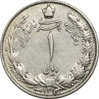 سکه 1 ریال 1313/2 - سورشارژ تاریخ نوع دو - EF45 - رضا شاه