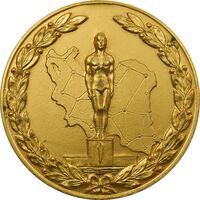 مدال ورزشی برنز قهرمانی کشتی کشور - وزارت آموزش و پرورش (طلایی) - UNC - محمد رضا شاه