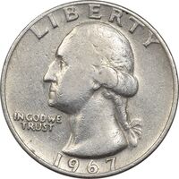 سکه کوارتر دلار 1967 واشنگتن - VF35 - آمریکا