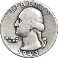 سکه کوارتر دلار 1943 واشنگتن - VF35 - آمریکا