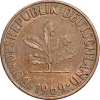 سکه 1 فینیگ 1969J جمهوری فدرال - EF45 - آلمان
