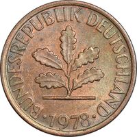 سکه 1 فینیگ 1978F جمهوری فدرال - AU55 - آلمان