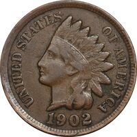 سکه 1 سنت 1902 سرخپوستی - EF45 - آمریکا