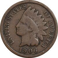 سکه 1 سنت 1906 سرخپوستی - VF30 - آمریکا