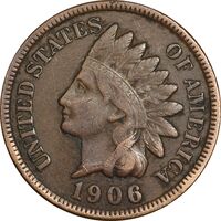 سکه 1 سنت 1906 سرخپوستی - EF45 - آمریکا