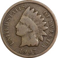 سکه 1 سنت 1907 سرخپوستی - VF30 - آمریکا