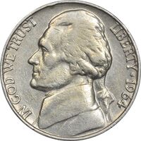 سکه 5 سنت 1964 جفرسون - EF40 - آمریکا