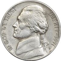 سکه 5 سنت 1971D جفرسون - EF45 - آمریکا