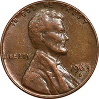 سکه 1 سنت 1963D لینکلن - EF45 - آمریکا