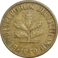 سکه 5 فینیگ 1950G جمهوری فدرال - EF40 - آلمان