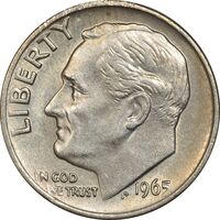 سکه 1 دایم 1965 روزولت - AU58 - آمریکا