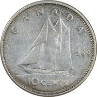 سکه 10 سنت 1964 الیزابت دوم - EF40 - کانادا