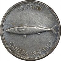 سکه 10 سنت 1967 الیزابت دوم - EF40 - کانادا