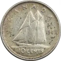 سکه 10 سنت 1947 جرج ششم - EF45 - کانادا