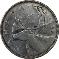سکه 25 سنت 1942 جرج ششم - EF45 - کانادا
