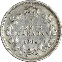 سکه 5 سنت 1905 ادوارد هفتم - VF30 - کانادا