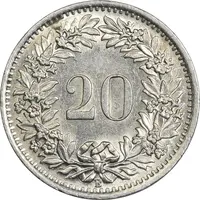 سکه 20 راپن 1969 دولت فدرال - AU58 - سوئیس