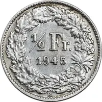 سکه 1/2 فرانک 1945 دولت فدرال - EF40 - سوئیس