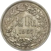 سکه 1/2 فرانک 1957 دولت فدرال - EF45 - سوئیس