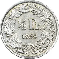 سکه 1/2 فرانک 1959 دولت فدرال - EF45 - سوئیس