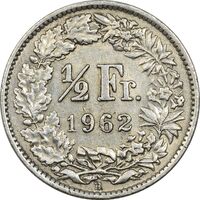 سکه 1/2 فرانک 1962 دولت فدرال - EF40 - سوئیس