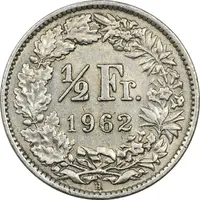 سکه 1/2 فرانک 1962 دولت فدرال - EF40 - سوئیس