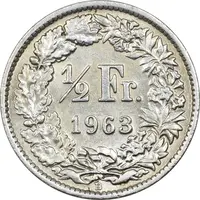 سکه 1/2 فرانک 1963 دولت فدرال - EF45 - سوئیس